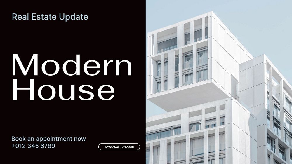 Modern house blog banner template, editable text