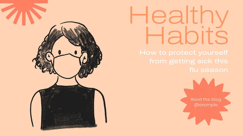 Healthy habits  blog banner template, editable text