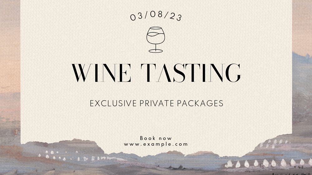 Wine tasting blog banner template, editable text