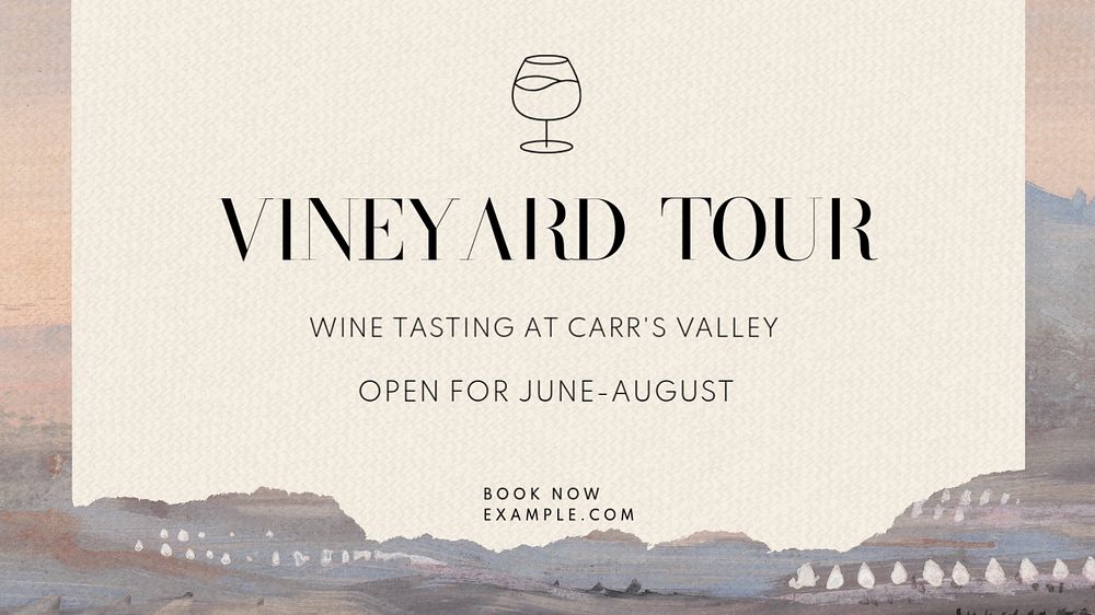 Vineyard tour blog banner template, editable text