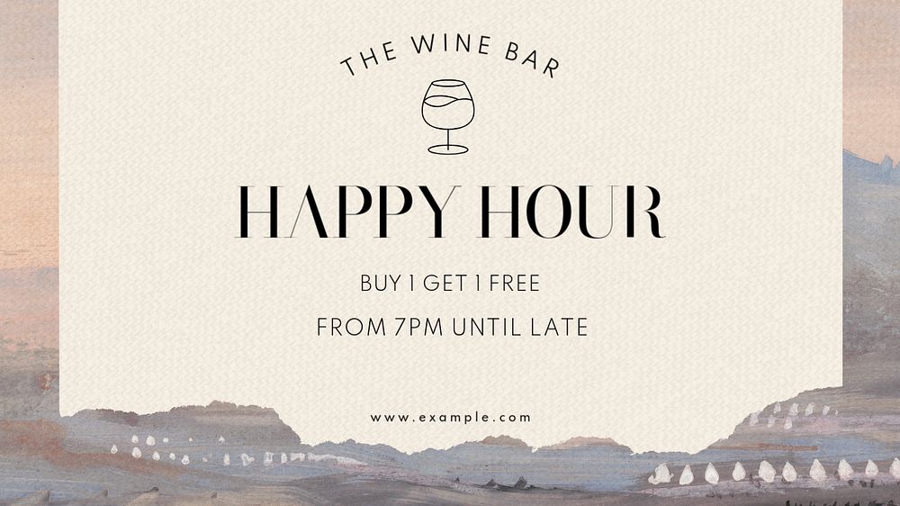 Happy hour blog banner template, editable text