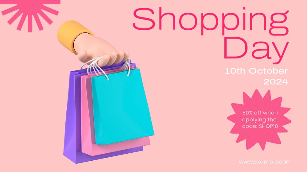 Shopping day sale blog banner template, editable text