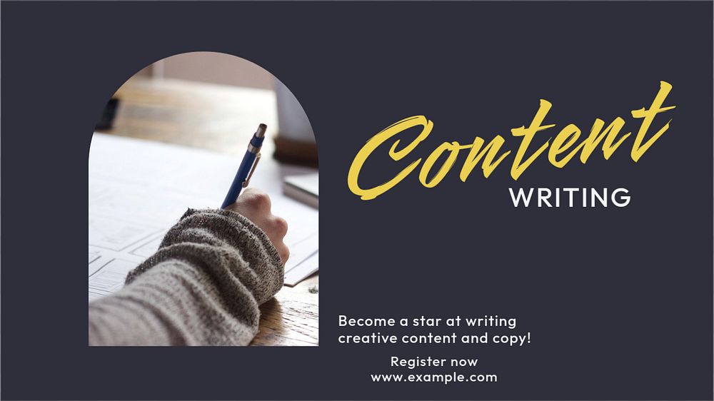 Content writing blog banner template, editable text