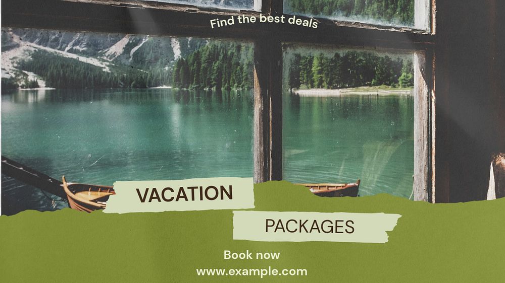 Vacation packages  blog banner template, editable text