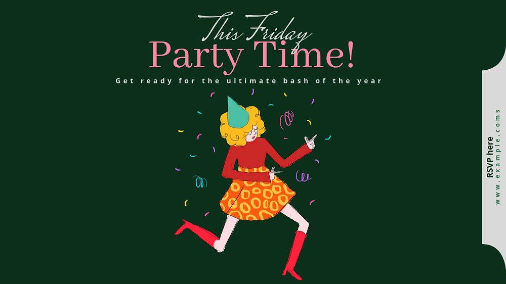 Party time  blog banner template, editable text