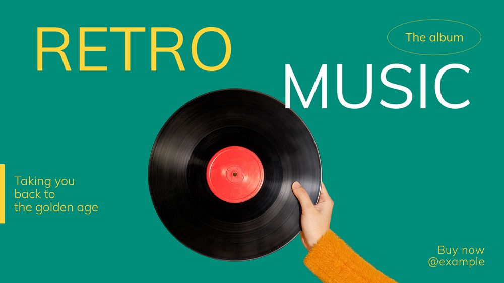 Retro music  blog banner template, editable text