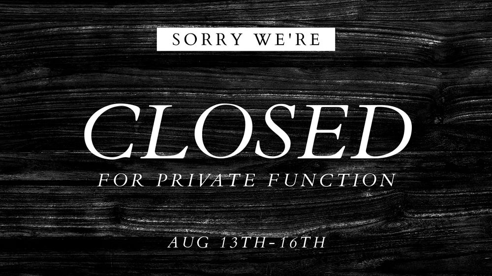 Closed sign blog banner template, editable text