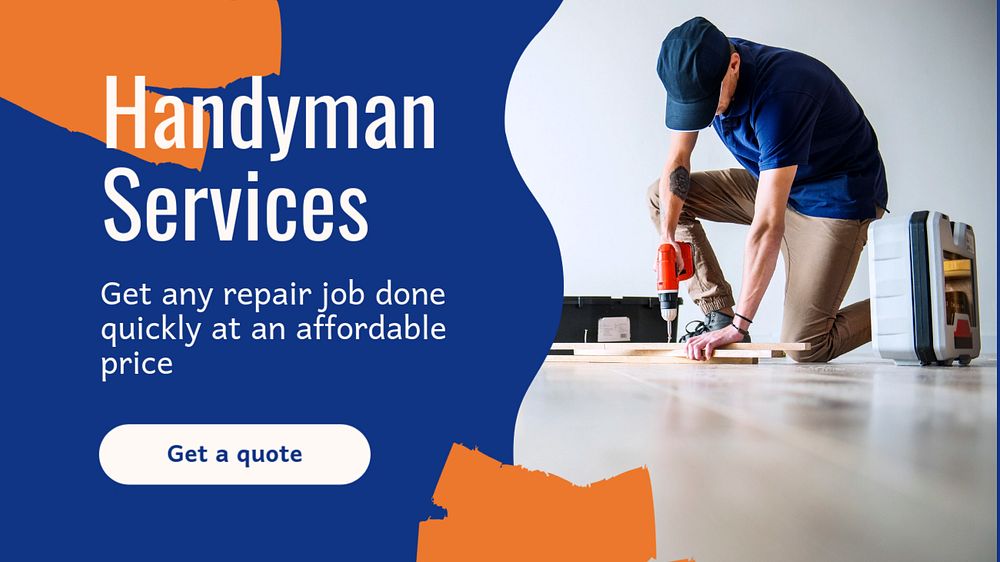 Handyman services  blog banner template, editable text