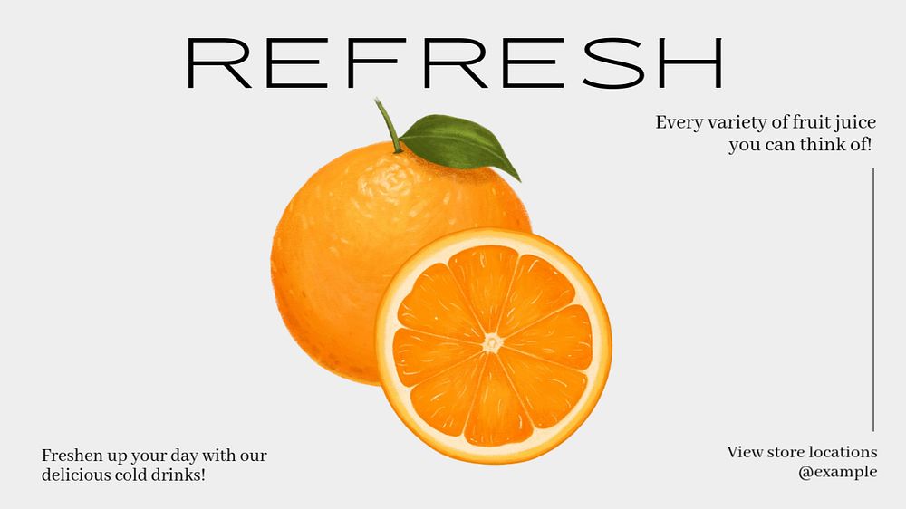 Fruit juice  blog banner template, editable text