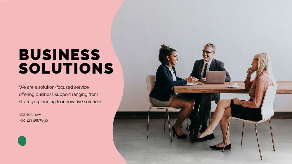 Business solution blog banner template, editable text