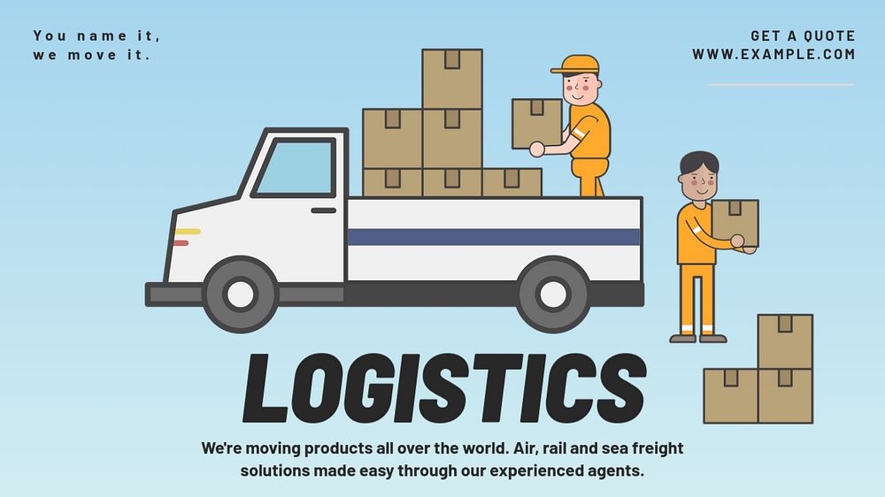 Logistics  blog banner template, editable text