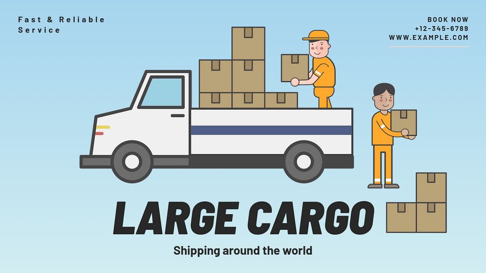 Large cargo  blog banner template, editable text