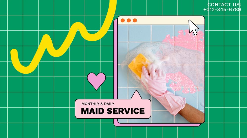 Maid service blog banner template, editable text