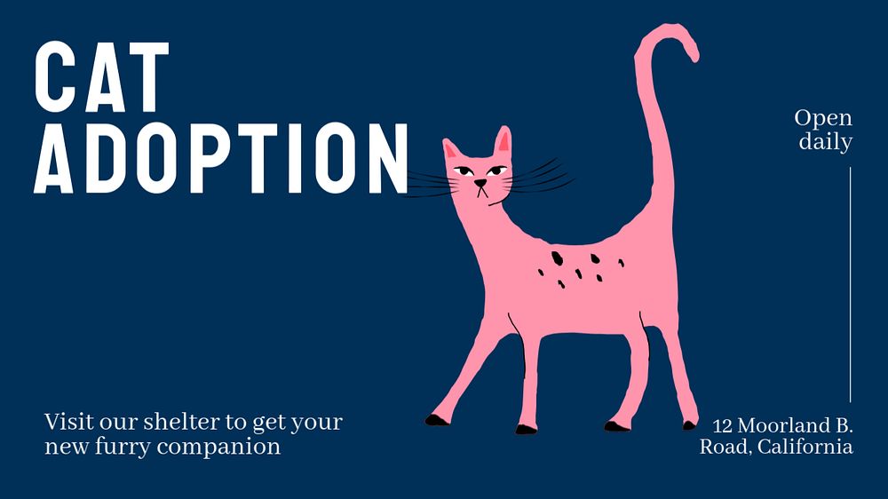 Cat adoption  blog banner template, editable text