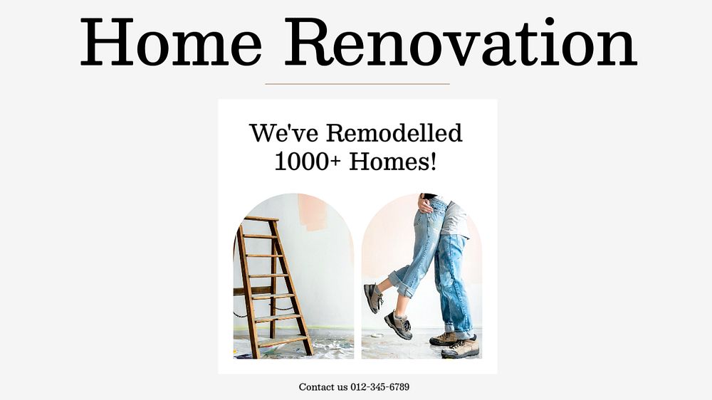 Home renovation service blog banner template, editable text