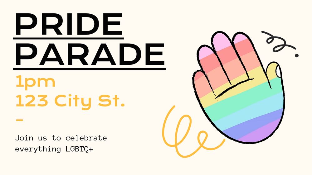 Pride parade  blog banner template, editable text