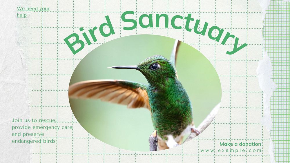 Bird sanctuary  blog banner template, editable text