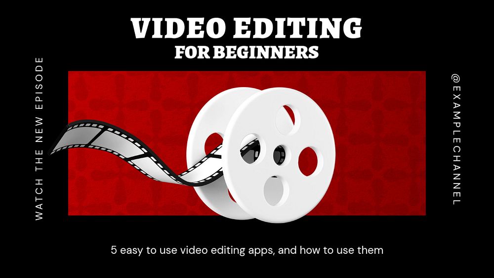 Video editing blog banner template, editable text