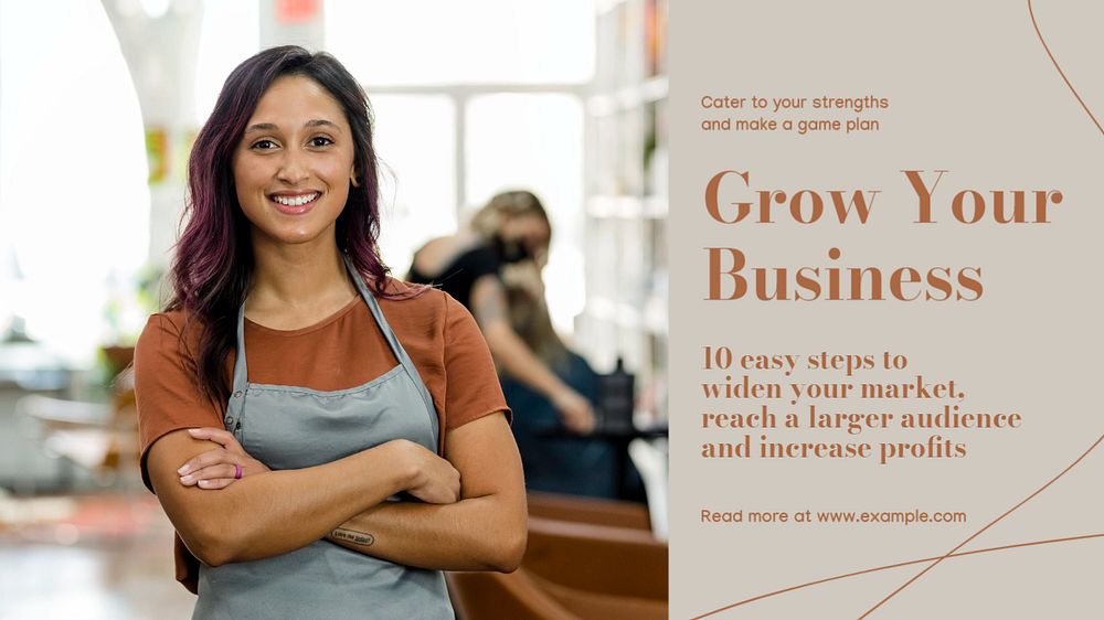 Grow your business blog banner template, editable text