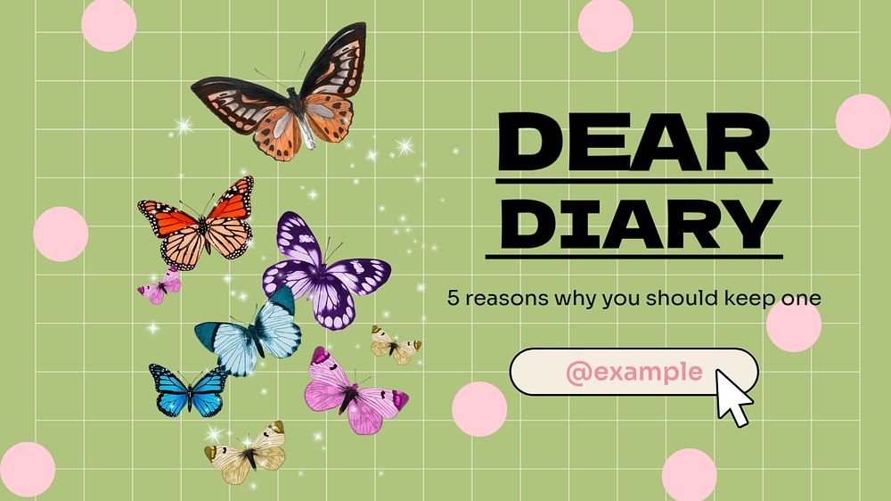 Dear diary  blog banner template, editable text