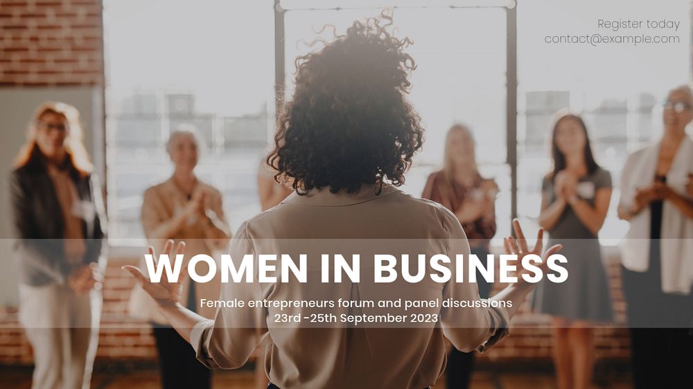 Woman in business  blog banner template, editable text