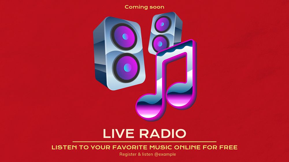 Live radio blog banner template, editable text