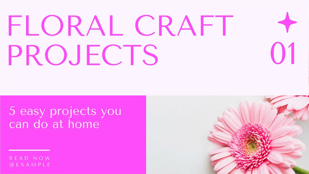 Floral craft projects  blog banner template, editable text