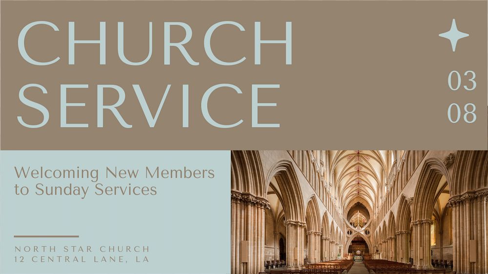 Church service  blog banner template, editable text