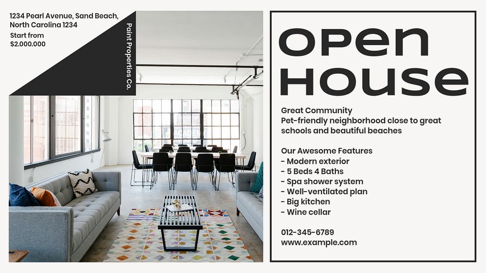 Open house  blog banner template, editable text