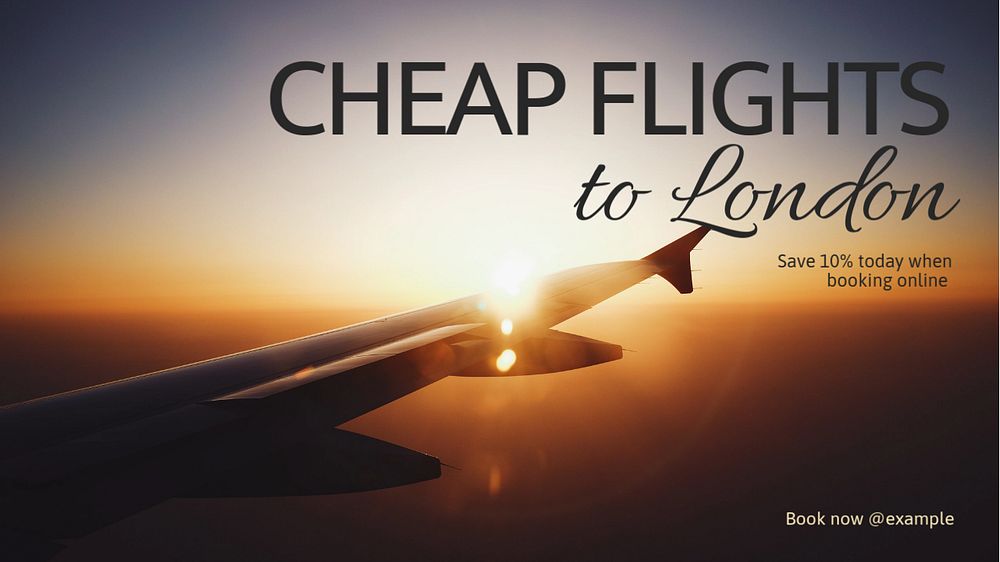 Cheap flights blog banner template, editable text