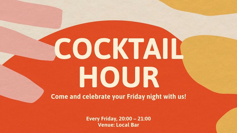 Cocktail hour blog banner template, editable text