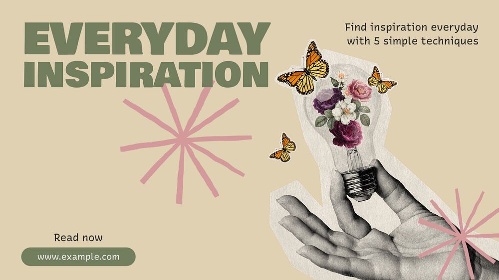 Everyday inspiration article  blog banner template, editable text