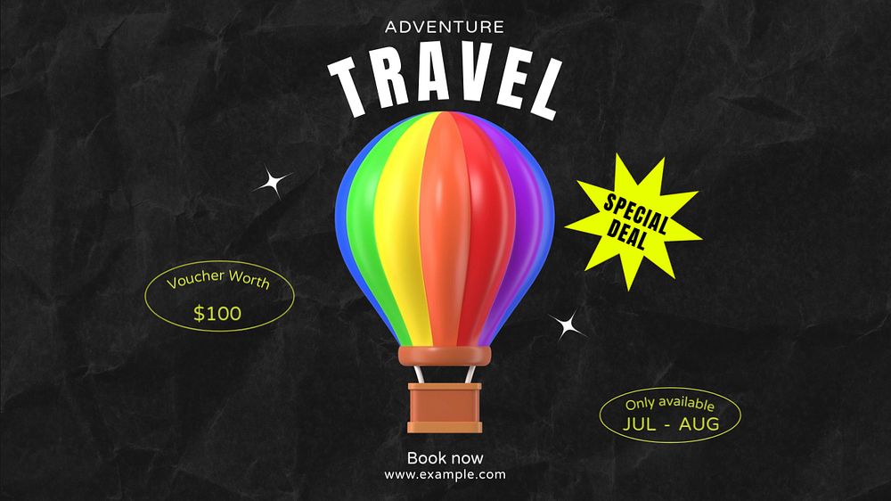 Adventure travel blog banner template, editable text