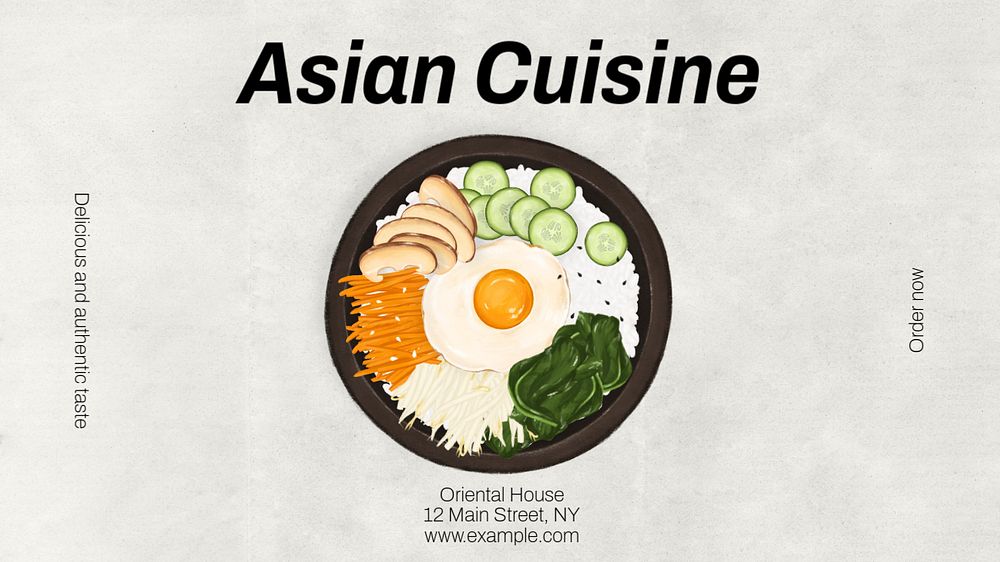 Asian cuisine blog banner template, editable text