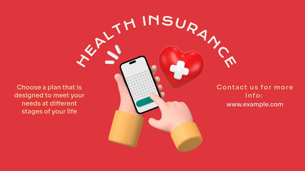 Health insurance plans  blog banner template, editable text