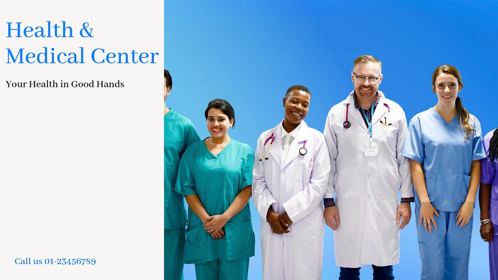 Health & medical center  blog banner template, editable text