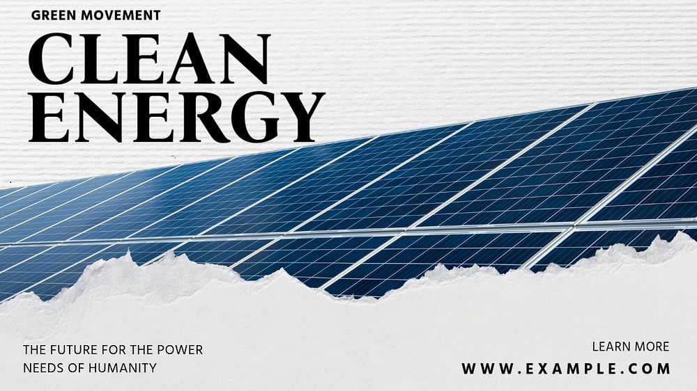 Clean energy  blog banner template, editable text