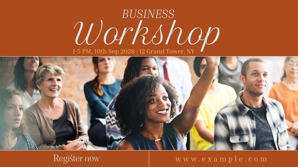 Business workshop  blog banner template, editable text