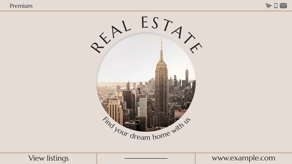 Real estate  blog banner template, editable text