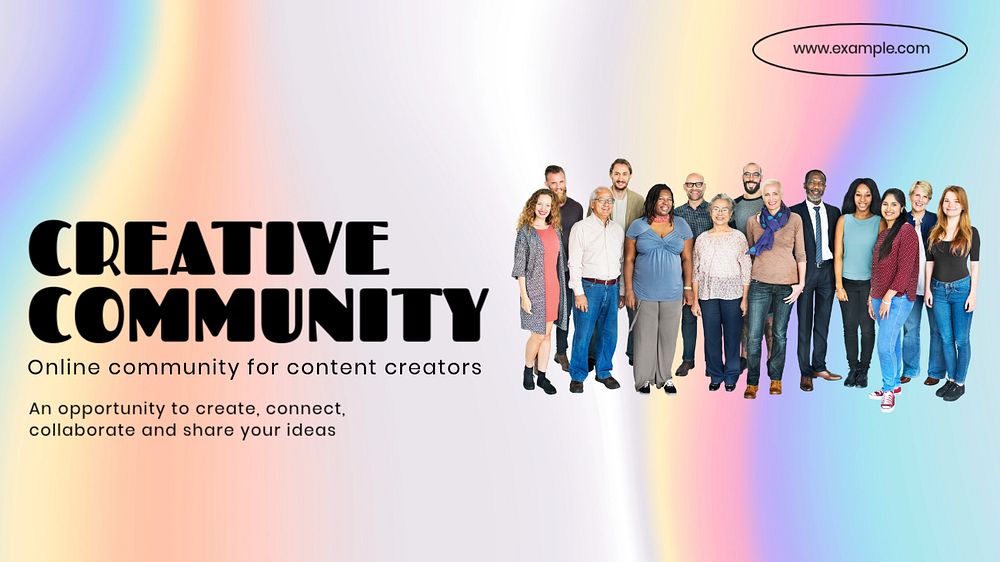 Creative community  blog banner template, editable text