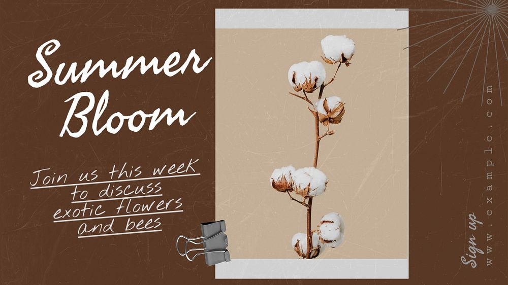 Summer bloom  blog banner template, editable text