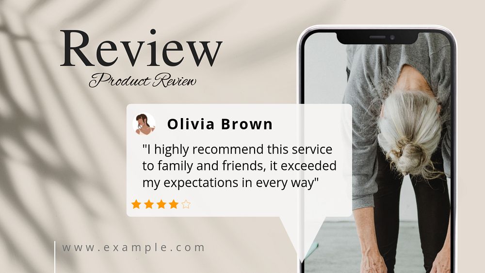 Product review  blog banner template, editable text