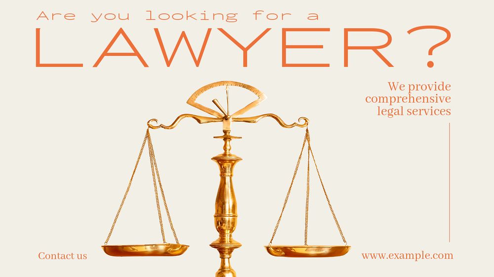 Lawyer blog banner template, editable text