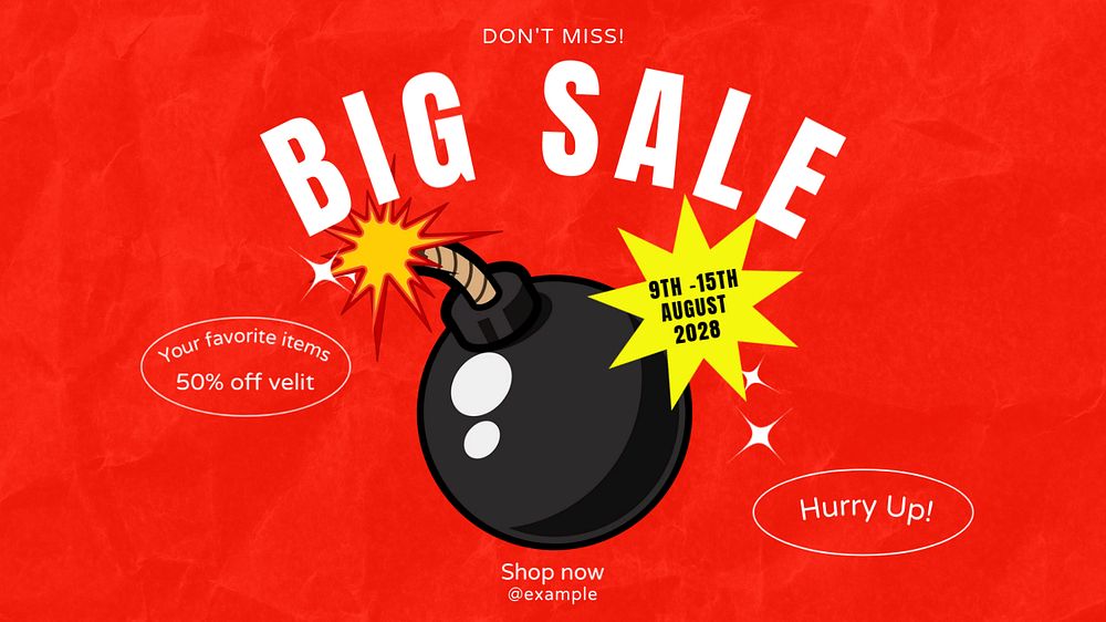 Big sale  blog banner template, editable text