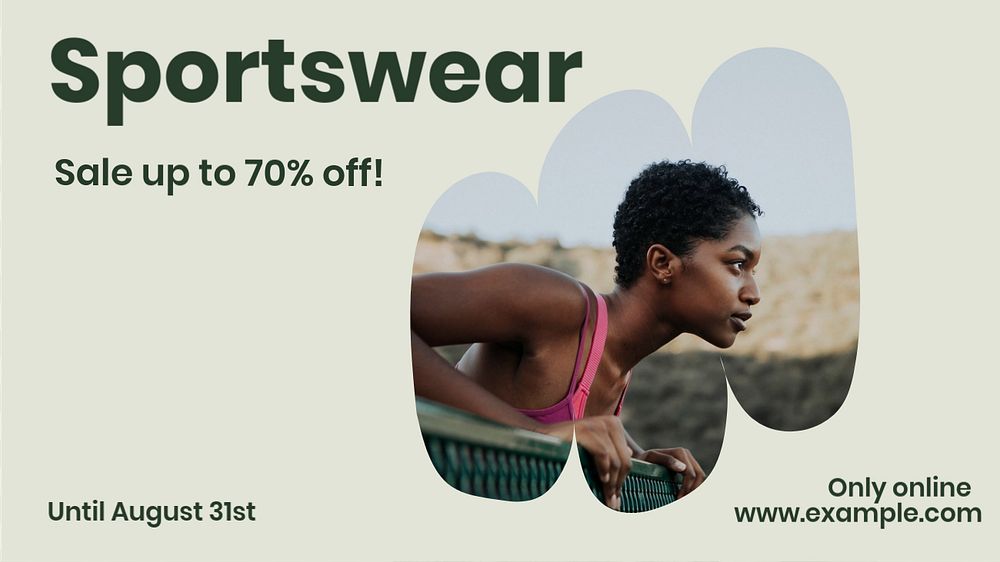 Sportswear sale  blog banner template, editable text