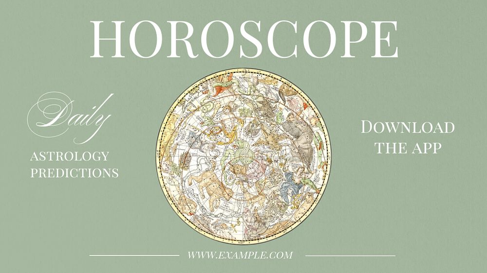 Horoscope  blog banner template, editable text