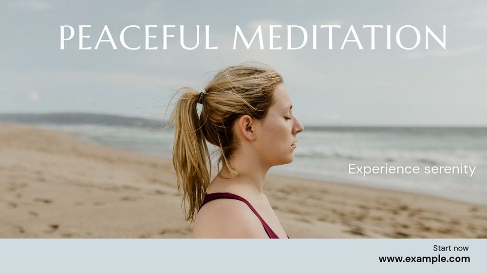 Peaceful meditation  blog banner template, editable text