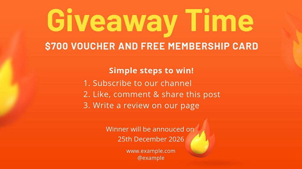 Giveaway time blog banner template, editable text