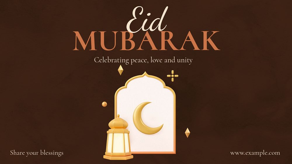 Eid Mubarak blog banner template, editable text