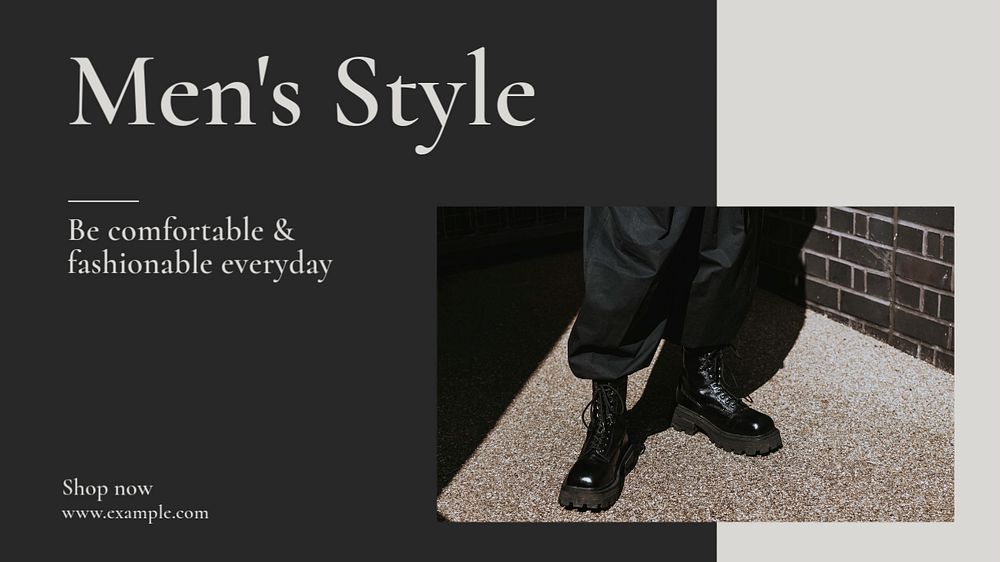 Men's style  blog banner template, editable text